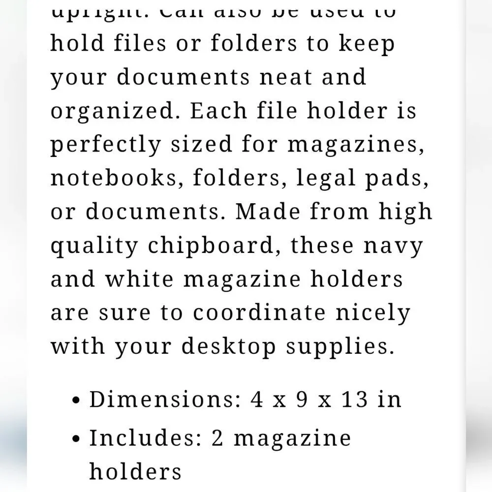 Gartner Studios 2PK Magazine File Folder- Navy/White Striped‎